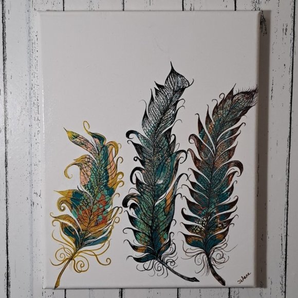 Hand Crafted Feathers Painting Original Wall Art Home Decor Essential